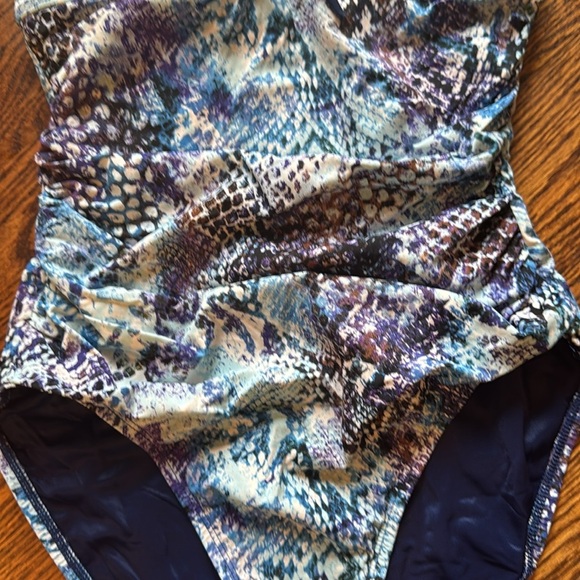 Spanx Blue Python Nile Bra-llelujah Underwire One Piece Swimsuit. 8 B/C - Picture 6 of 9